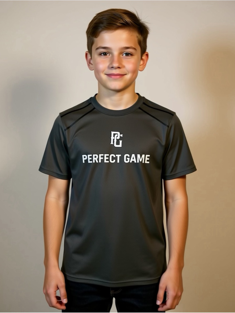 Perfect Game Kids' Boys Black Short Sleeve Gray Tee